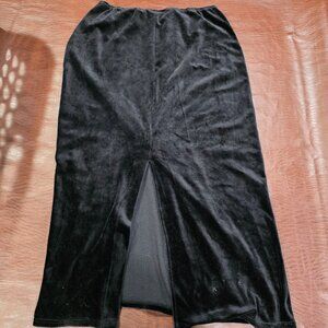 Vintage Currants Black Velvet Maxi Skirt 90s Whimsigoth Sz L
